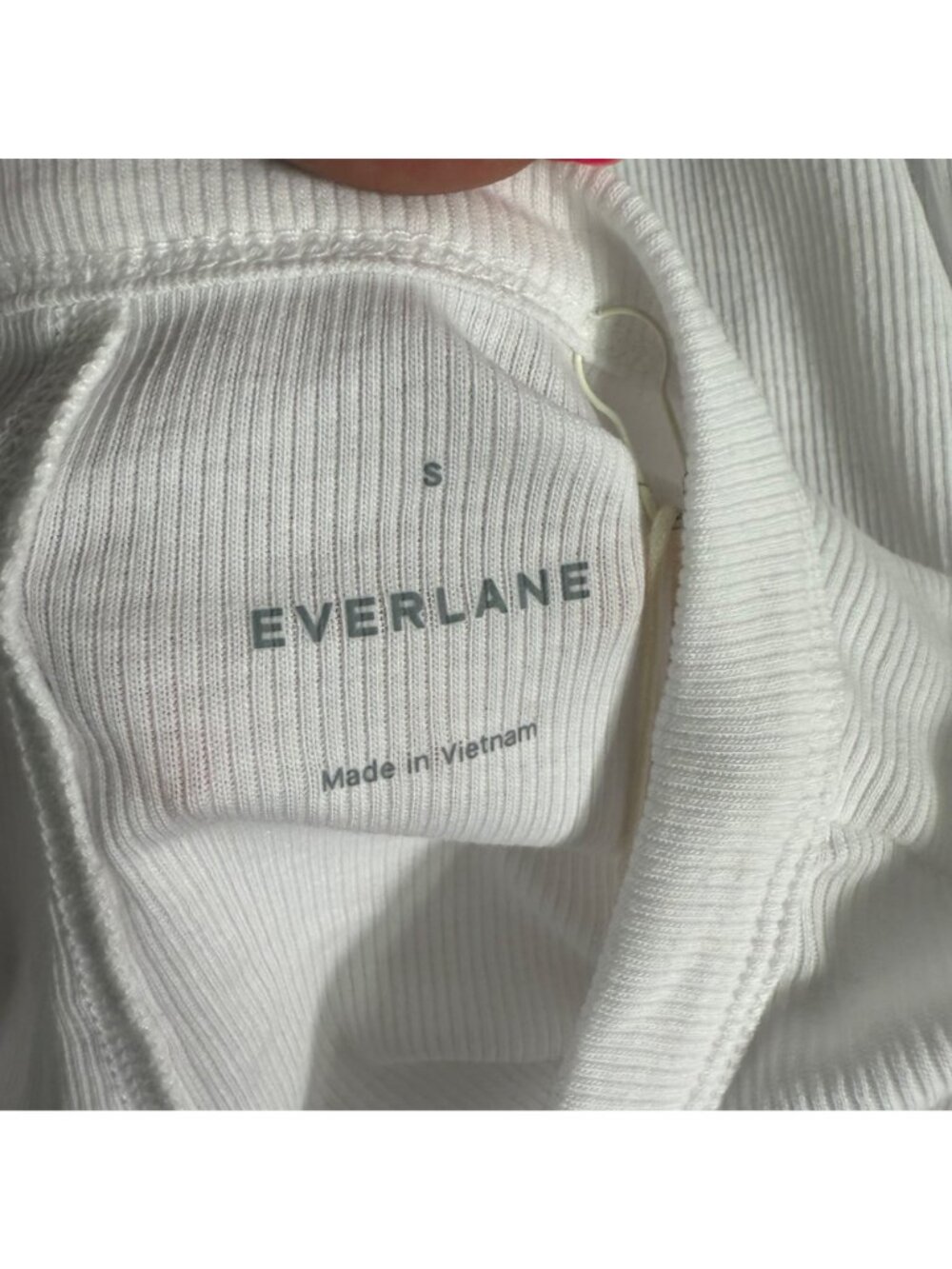Everlane Supima Micro Rib Long Sleeve Henley Pima Snap Slim Fit White Small - Picture 3 of 10